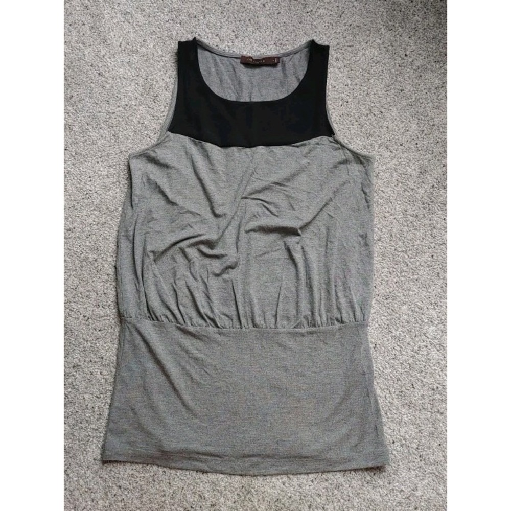 The Limited Mock Waist Top Womens Sm Sleeveless Stretch Blouse Gray Gorpcore